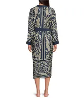 One Hundred Stars Woven Allover Print Long Sleeve Wrap Robe