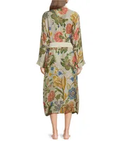 One Hundred Stars Woven Flower Vase Print Long Sleeve Wrap Robe