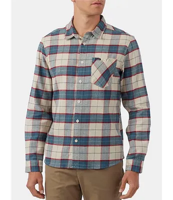 O'Neill Redmond Light Khaki Plaid Long Sleeve Flannel Shirt