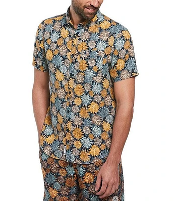 Original Penguin Linen Floral Print Short Sleeve Woven Shirt