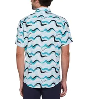 Original Penguin Wavy Print Short Sleeve Woven Button-Up Shirt