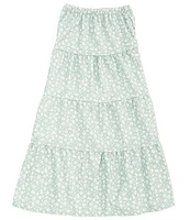 Originality Big Girls 7-16 Ditsy Floral Printed Tiered Maxi Skirt