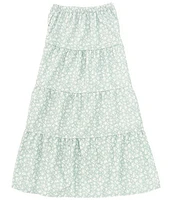 Originality Big Girls 7-16 Ditsy Floral Printed Tiered Maxi Skirt