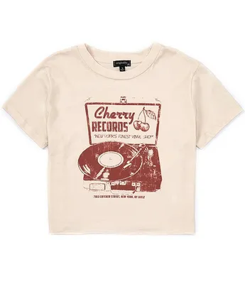 Originality Big Girls 7-16 Short Sleeve Cherry Records Crop T-Shirt