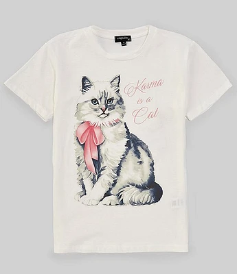 Originality Big Girls 7-16 Short Sleeve Karma Is A Cat OS T-Shirt