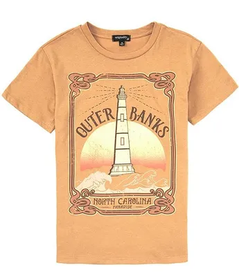 Originality Big Girls 7-16 Short Sleeve Outerbanks Lighthouse OS T-Shirt