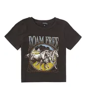 Originality Big Girls 7-16 Short Sleeve Roam Free Horses Cropped T-Shirt