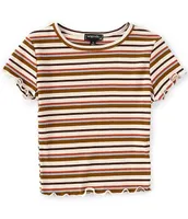 Originality Big Girls 7-16 Short Sleeve Stripe Baby Rib T-Shirt