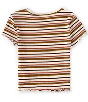 Originality Big Girls 7-16 Short Sleeve Stripe Baby Rib T-Shirt