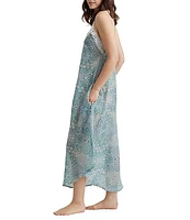 Papinelle Amira Sleeveless Lace Trim V-Neck Maxi Nightgown