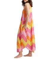 Papinelle Ava Chevron Woven Sleeveless Button-Front Pocketed Nightgown