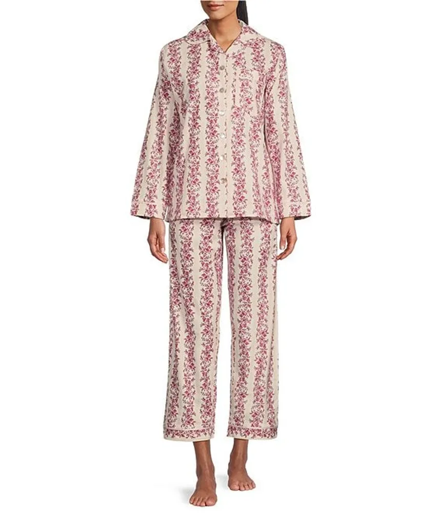 Lauren Ralph Lauren Paisley Print Long Sleeve Notch Collar Woven Pajama Set  | Dillard's