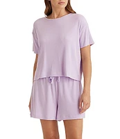 Papinelle Luxe Rib Soft Knit Touch Scoop Neck Short Sleeve Tee & Set