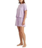 Papinelle Luxe Rib Soft Knit Touch Scoop Neck Short Sleeve Tee & Set