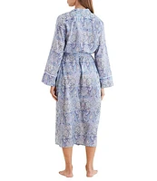 Papinelle Nahla Woven Paisley Print Coordinating Long Sleeve Maxi Wrap Robe