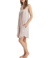 Papinelle Soft Pleat Front Scoop Neck Sleeveless Modal Nightgown