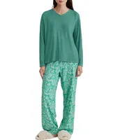 Papinelle Sophia Cozy Knit Top & Floral Paisley Pant Pajama Set