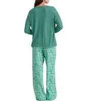 Papinelle Sophia Cozy Knit Top & Floral Paisley Pant Pajama Set