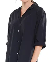 Papinelle Whale Beach Solid Woven Button Front Nightshirt