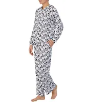 Peanuts Allover Snoopy Print Long Sleeve Hoodie & Wide Leg Pant Pajama Set