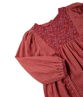 Peek Little/Big Girls 2T-10 Long-Sleeve Stripes & Florals Poplin Dress