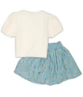 Peek Little/Big Girls 2T-10 Short-Sleeve Fuzzy-Knit Sweater & Pleated Skirt Set