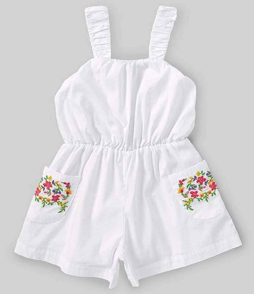 Peek Little/Big Girls 2T-10 Sleeveless Floral-Embroidered Pocketed Romper