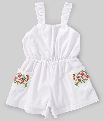 Peek Little/Big Girls 2T-10 Sleeveless Floral-Embroidered Pocketed Romper