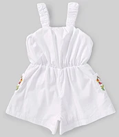 Peek Little/Big Girls 2T-10 Sleeveless Floral-Embroidered Pocketed Romper