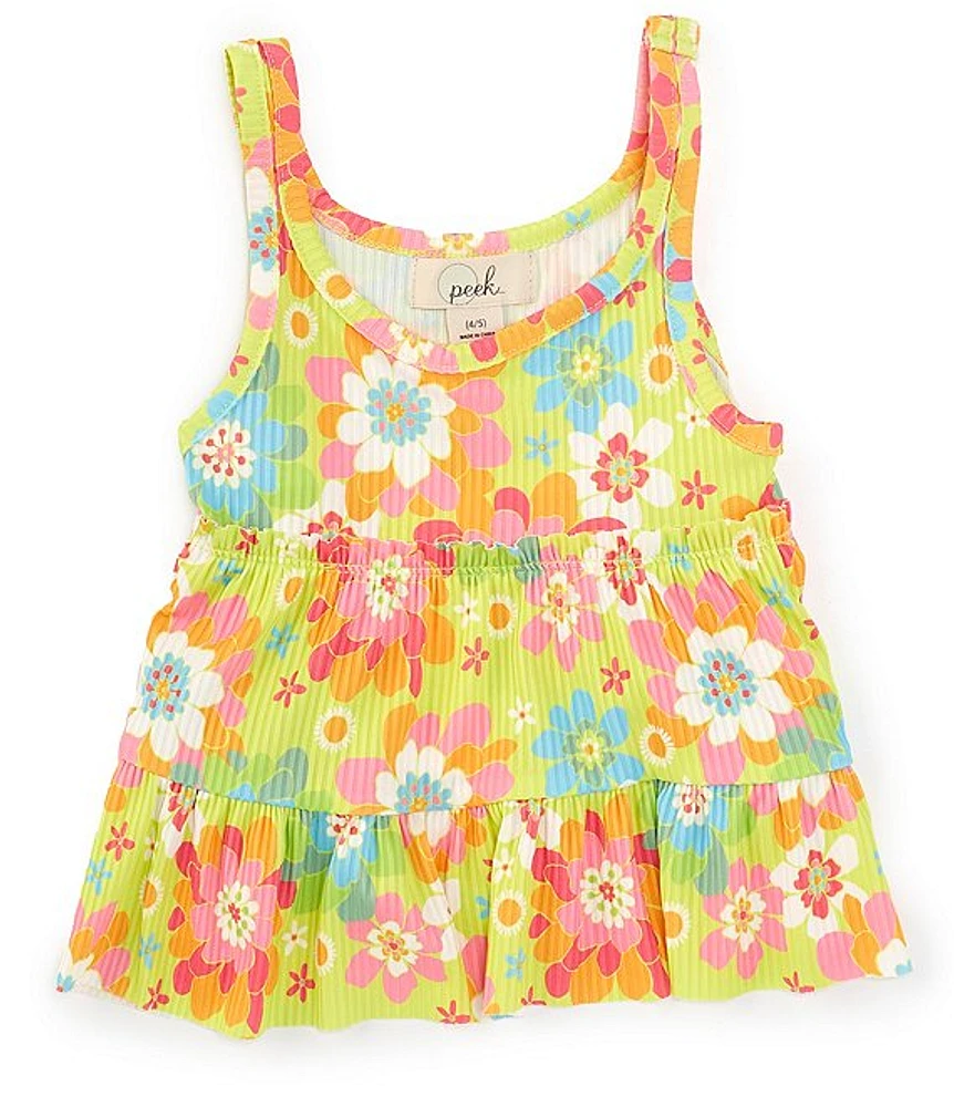 Peek Little/Big Girls 2T-10 Sleeveless Floral-Printed Tiered Tank Top