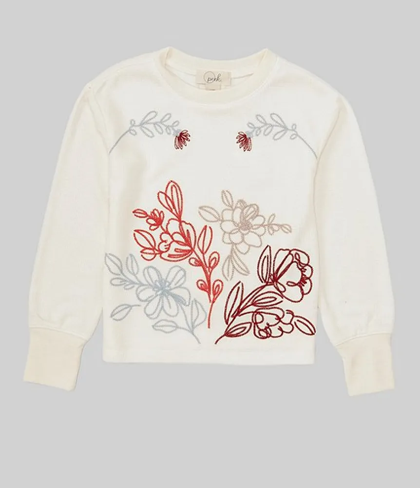 Peek Little/Big Girls 2T-12 Long Sleeve Embroidered Floral Thermal Top