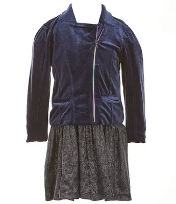 Peek Little/Big Girls 2T-12 Long Sleeve Notch Collar Jacket & Sleeveless Drop-Waist Dress Set