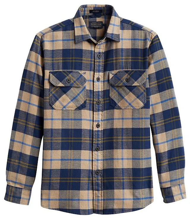 L.L.Bean Stewart Scotch Grey Plaid Flannel Long Sleeve Woven Shirt