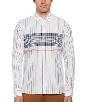 Perry Ellis Engineered Stripe Long Sleeve Woven Shirt