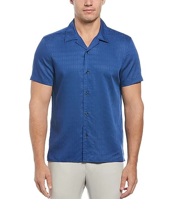 Perry Ellis Jacquard Short Sleeve Woven Camp Shirt