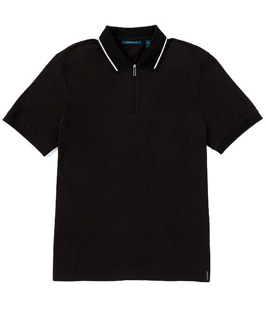 Perry Ellis Ottoman Quarter-Zip Short Sleeve Polo Shirt