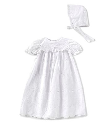 Petit Ami Baby Girls 3-12 Months Eyelet Christening Gown