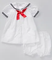Petit Ami Baby Girls 3-24 Months Puffed Sleeve Nautical Sailor Dress