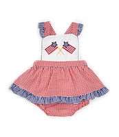 Petit Ami Baby Girls 3-9 Months Sleeveless Americana Flag Mixed-Media Bodysuit