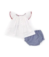 Petit Ami Baby Girls Newborn-6 Months Flutter-Sleeve Americana Smocked A-Line Dress