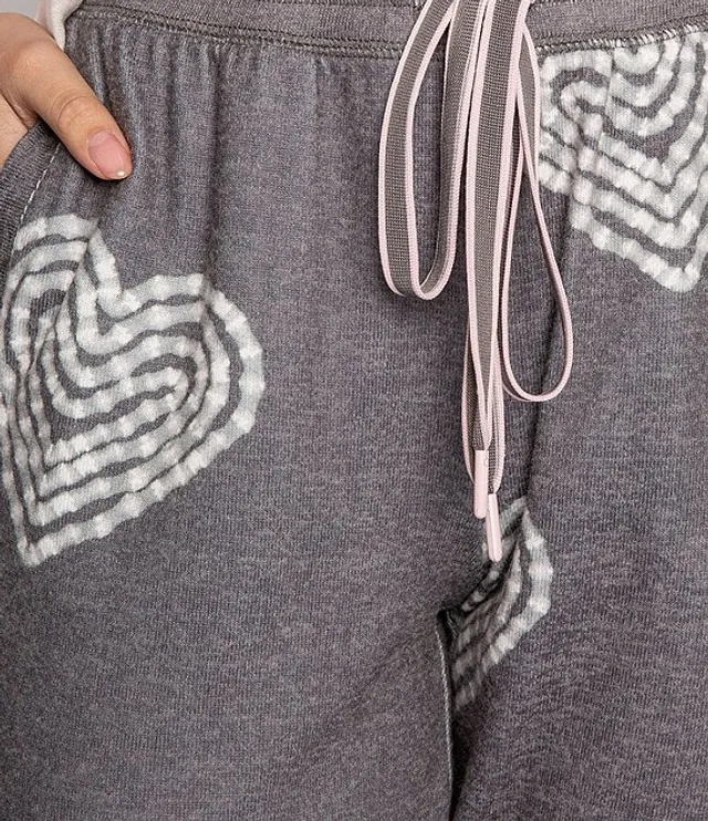 PJ Salvage Peachy Knit Drawstring Tie Coordinating Love Print Sleep Joggers