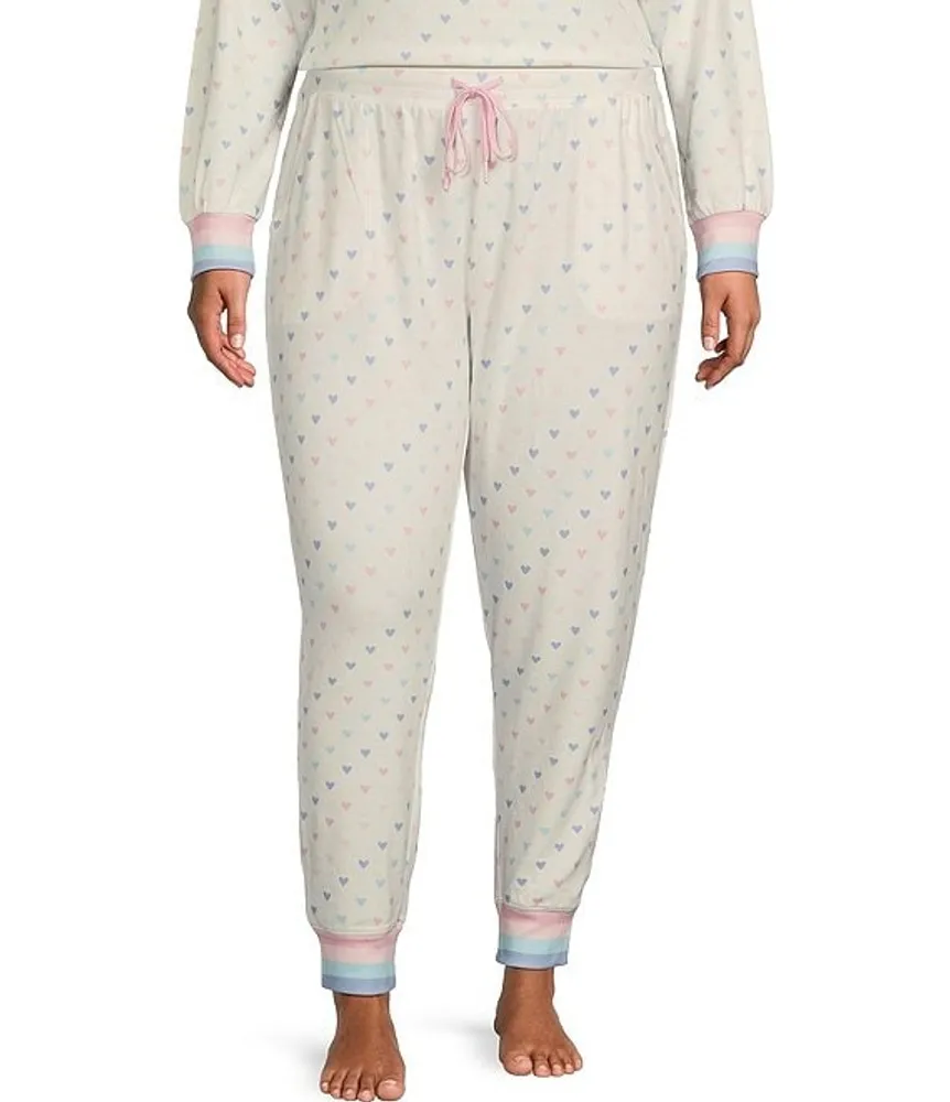 PJ Salvage Plus Size Heart Print Peachy Knit Coordinating Sleep Jogger