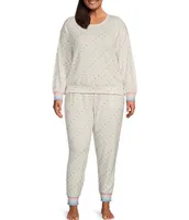 PJ Salvage Plus Size Heart Print Peachy Knit Coordinating Sleep Jogger