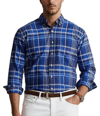 Polo Ralph Lauren Big & Tall Classic-Fit Medium Plaid Oxford Long Sleeve Woven Shirt