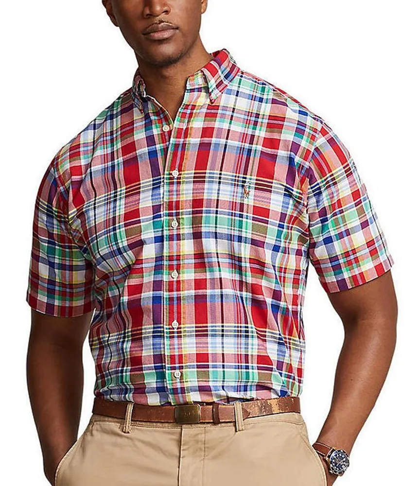 Polo Ralph Lauren Big & Tall Classic-Fit-Plaid Short Sleeve Oxford Woven Shirt