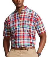 Polo Ralph Lauren Big & Tall Classic-Fit-Plaid Short Sleeve Oxford Woven Shirt