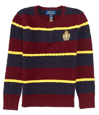 Polo Ralph Lauren Big Boys 8-20 Long Sleeve Striped Crest Sweater