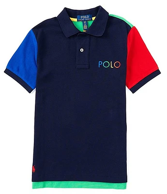 Polo Ralph Lauren Big Boys 8-20 Short Sleeve Color Blocked Ombre-Logo Mesh Shirt