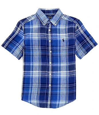 Polo Ralph Lauren Big Boys 8-20 Short Sleeve Plaid Linen Shirt