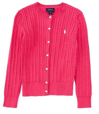 Polo Ralph Lauren Big Girls 7-16 Long-Sleeve Mini-Cable-Knit Button Front Cardigan